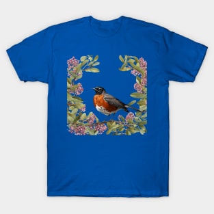 Turdus migratorius With the Connecticut State Flower T-Shirt